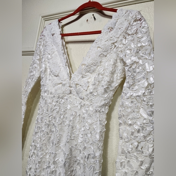 Lulus Following Your Heart White Lace Long Sleeve Maxi Dress XS Wedding Bridal - Picture 9 of 12